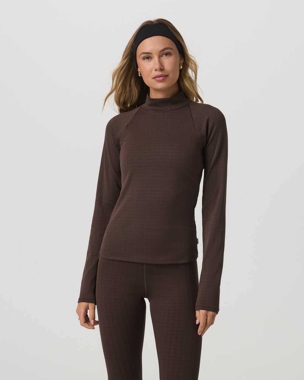 Long Sleeve Chilled Out Houndstooth Mock Java Houndstooth | Vuori shop