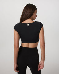 Vuori AllTheForm™ Short Sleeve Bra Women's Black Sports Bra | Vuori discount
