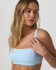 Inversion Rib Bra Women's Crystal Blue Ribbed Sports Bra | Vuori for sale
