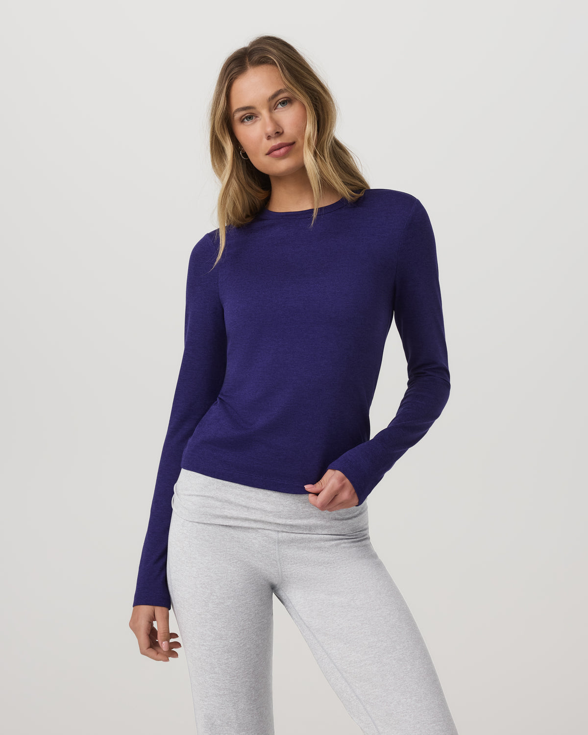 Long Sleeve Halo Essential Crew Tee Stellar Sky Heather | Vuori sale