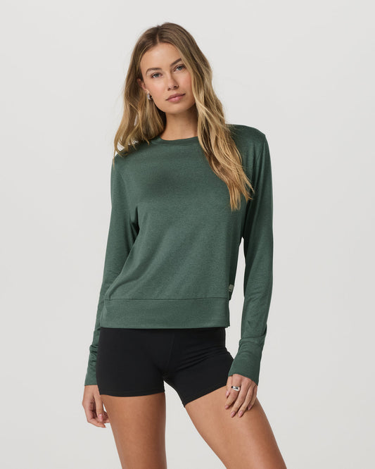 Daydream Crew Women's Agate Green Heather Long Sleeve | Vuori for sale