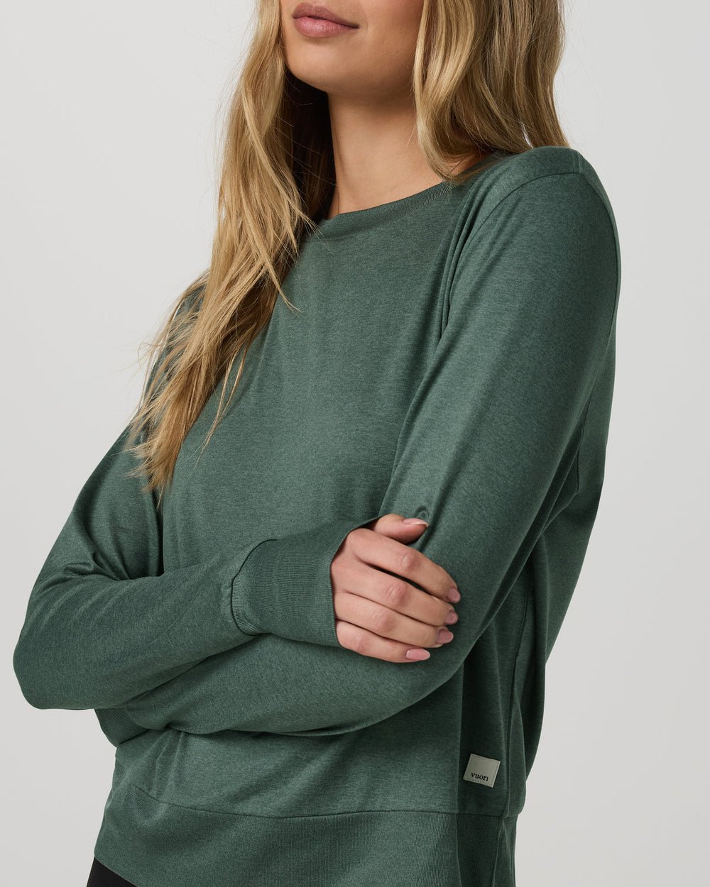 Daydream Crew Women's Agate Green Heather Long Sleeve | Vuori for sale