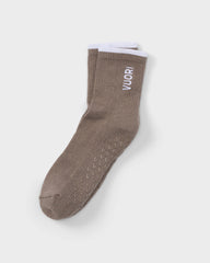 Half Crew Gripper Sock Smokey Taupe Grip Socks | Vuori shop
