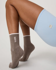 Half Crew Gripper Sock Smokey Taupe Grip Socks | Vuori shop