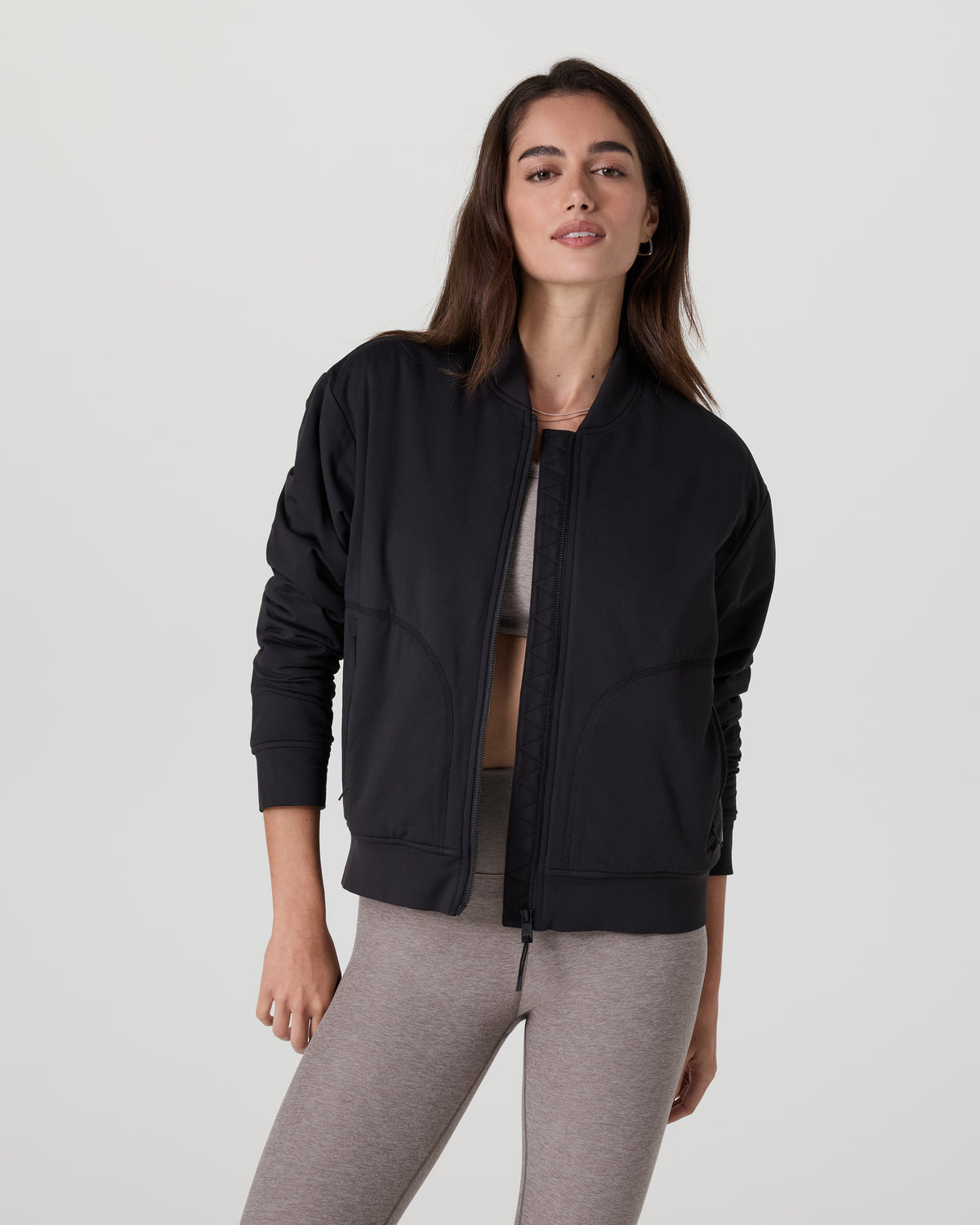 Halo Basin Bomber Women's Solid Black Jacket | Vuori onsale