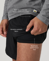 HardKore Short Lined 7" Men's Black Performance Shorts | Vuori sale