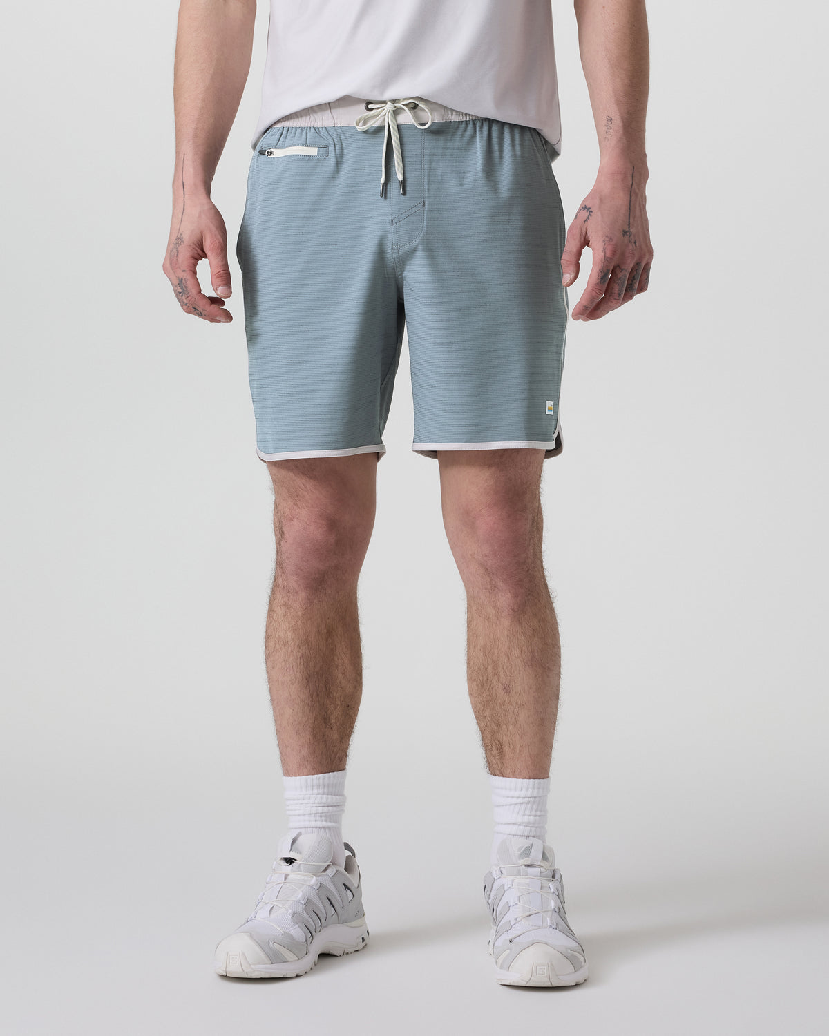 Banks Short Dusty Blue Slub Stripe Athletic Shorts | Vuori sale