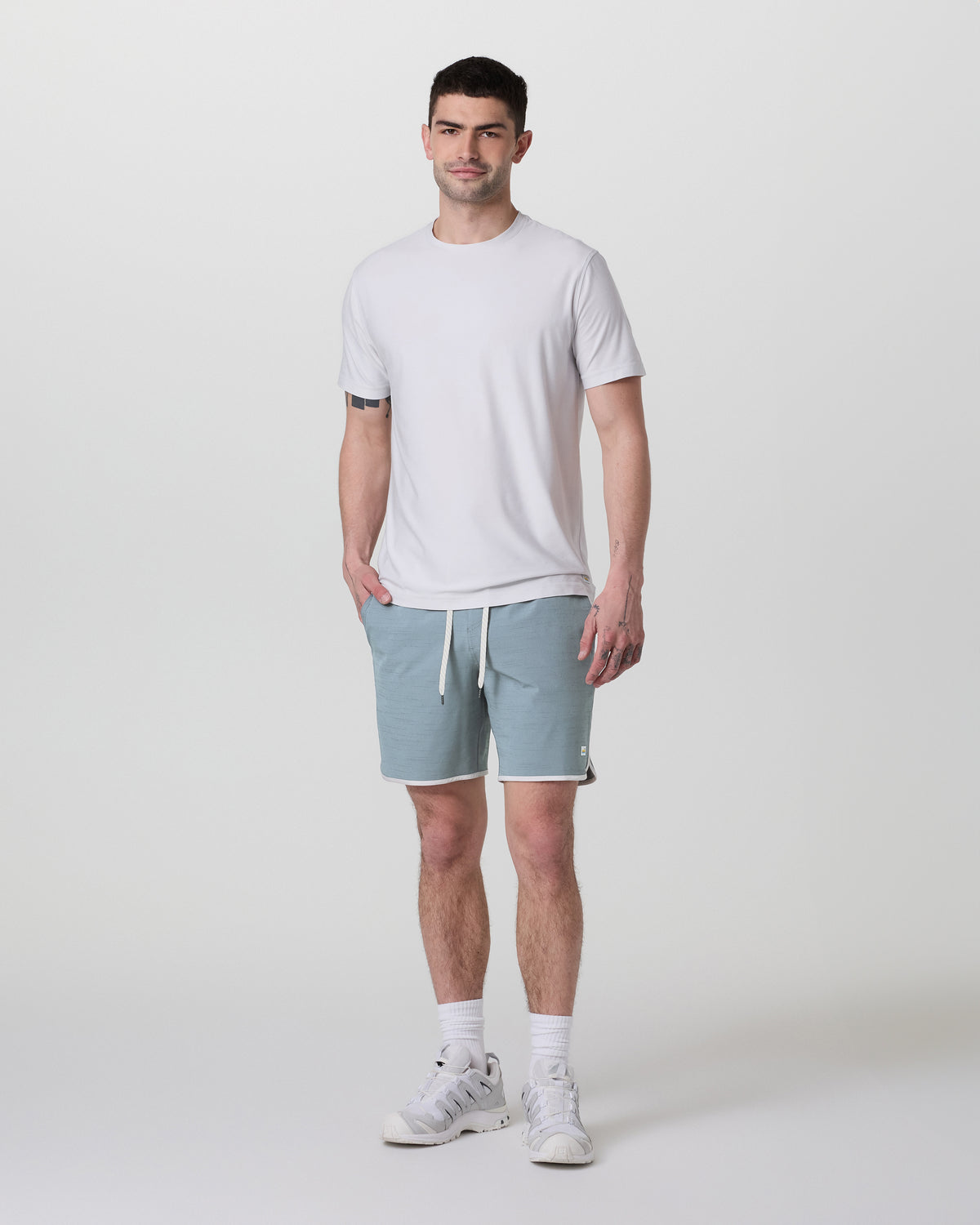 Banks Short Dusty Blue Slub Stripe Athletic Shorts | Vuori sale