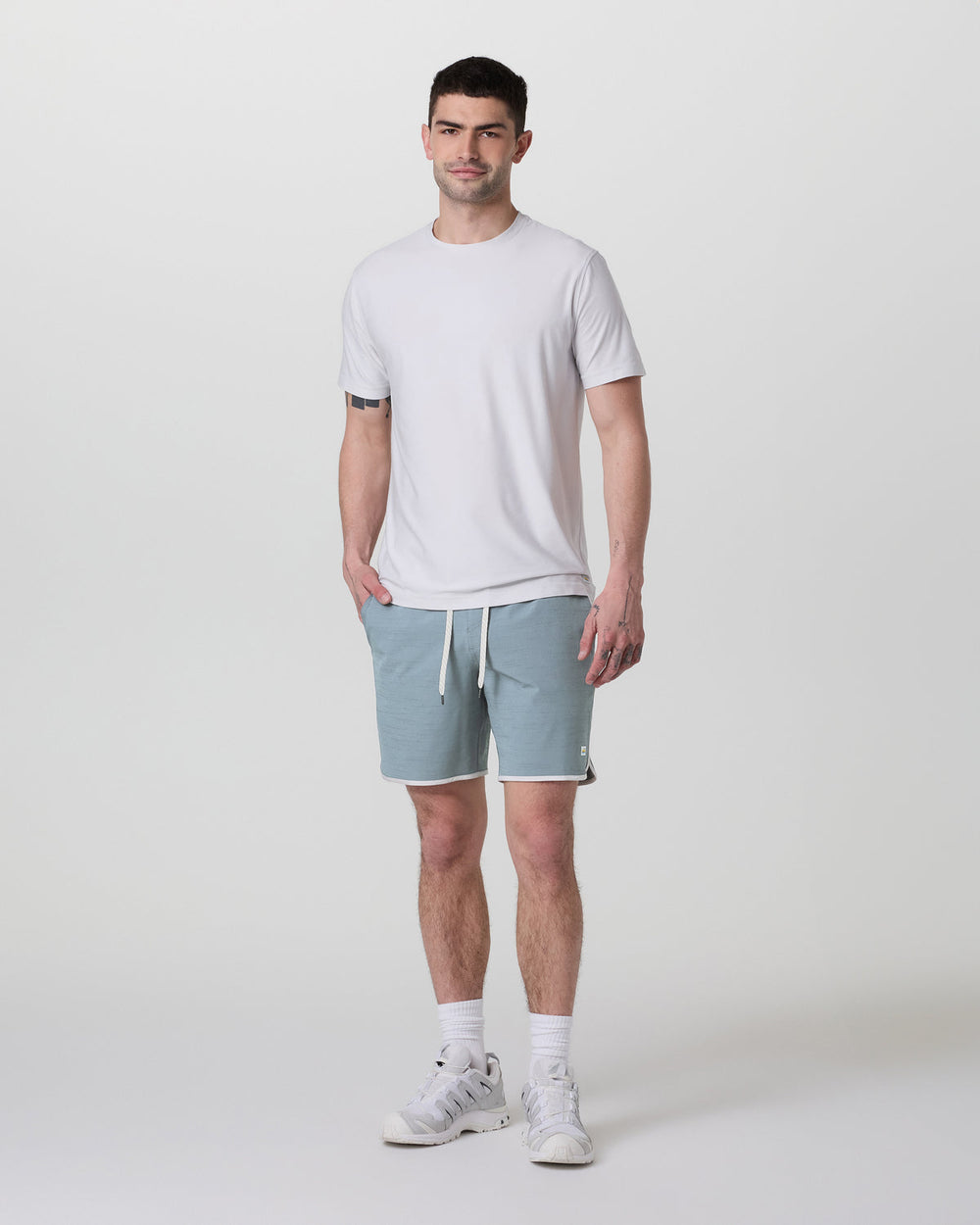 Banks Short Dusty Blue Slub Stripe Athletic Shorts | Vuori sale