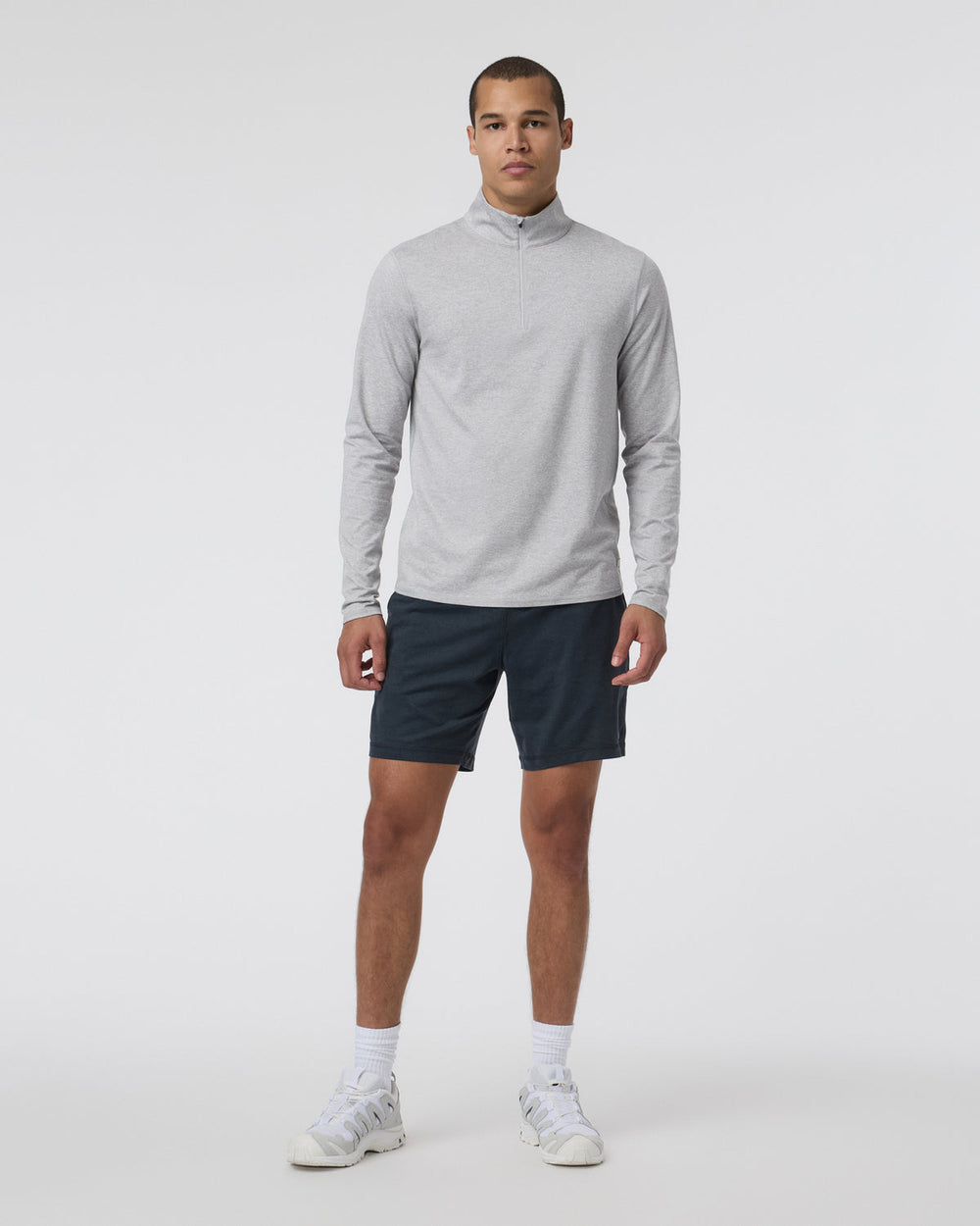 Ponto Half Zip Mock Neck Light Heather Grey | Vuori sale