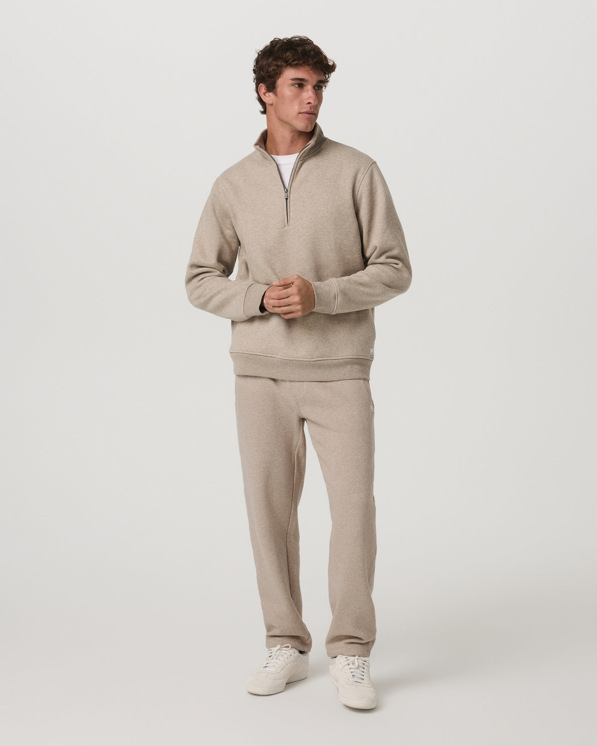 Seaside Half Zip Men's Acorn Heather Fleece Pullover | Vuori shop