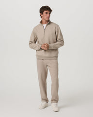 Seaside Half Zip Men's Acorn Heather Fleece Pullover | Vuori shop