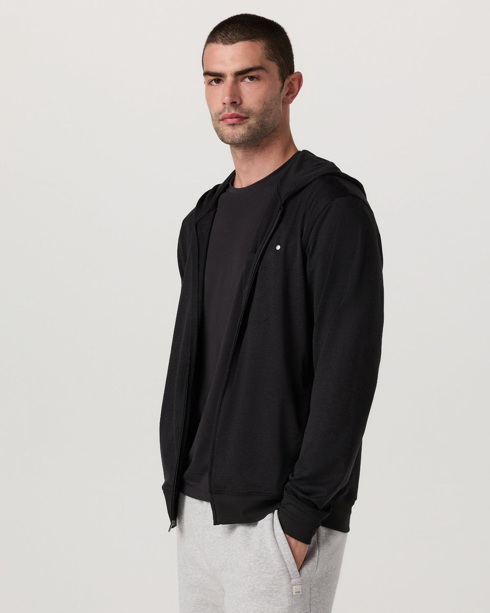 Ponto Full Zip Hoodie Men's Black Heather Hoodie | Vuori for sale