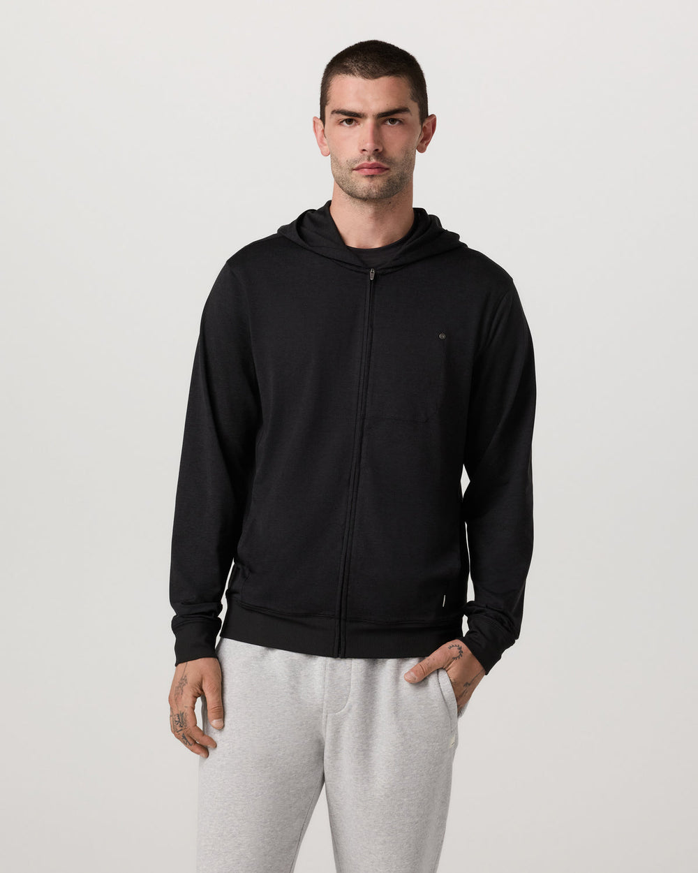 Ponto Full Zip Hoodie Men's Black Heather Hoodie | Vuori for sale