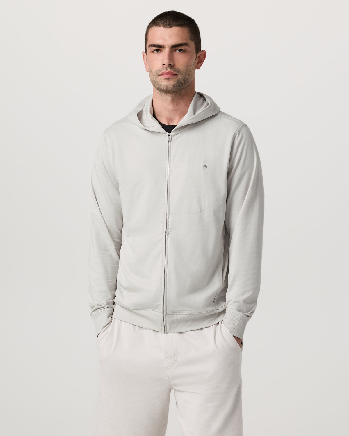 Ponto Full Zip Hoodie Men's Salt Heather Hoodie | Vuori shop