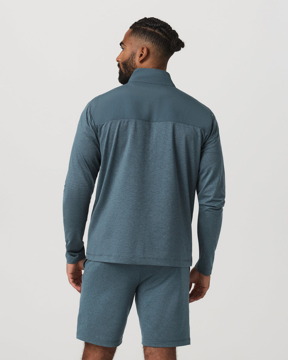 Sunday Element Half Zip Men's Blue Sea Heather Layer | Vuori for sale