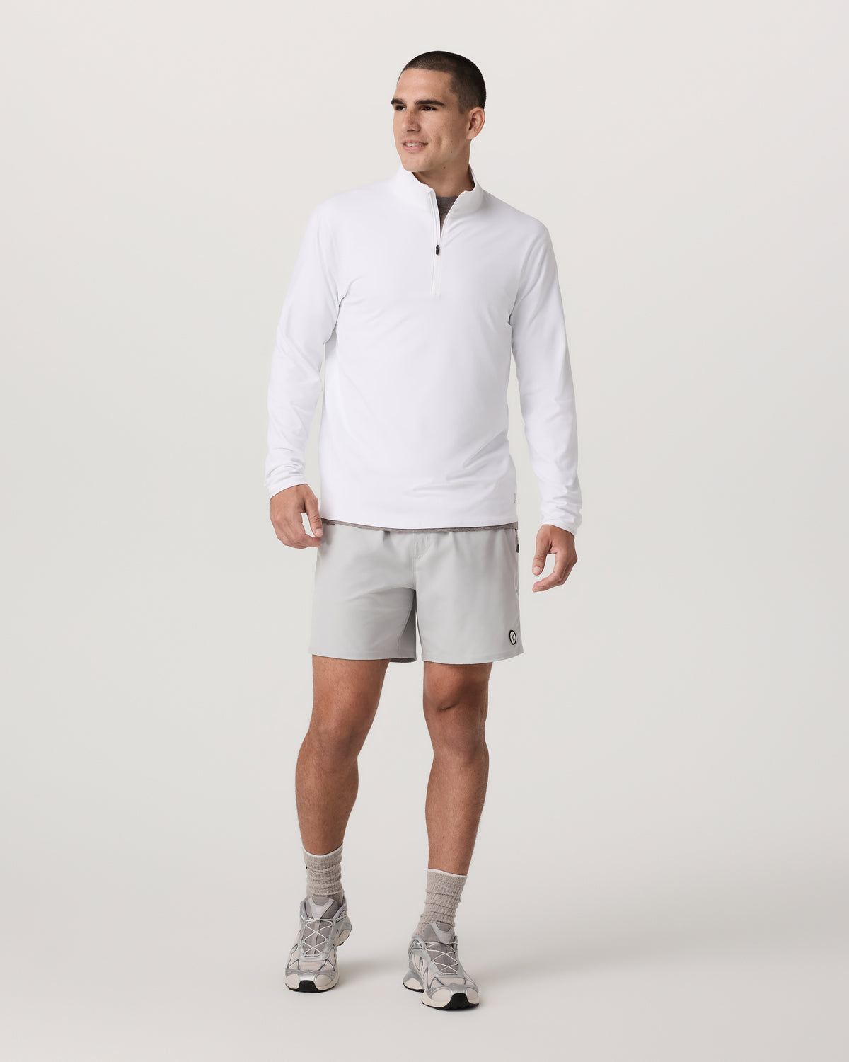 Ponto 1/2 Zip Mock Neck Men's White Mock Neck Top | Vuori online