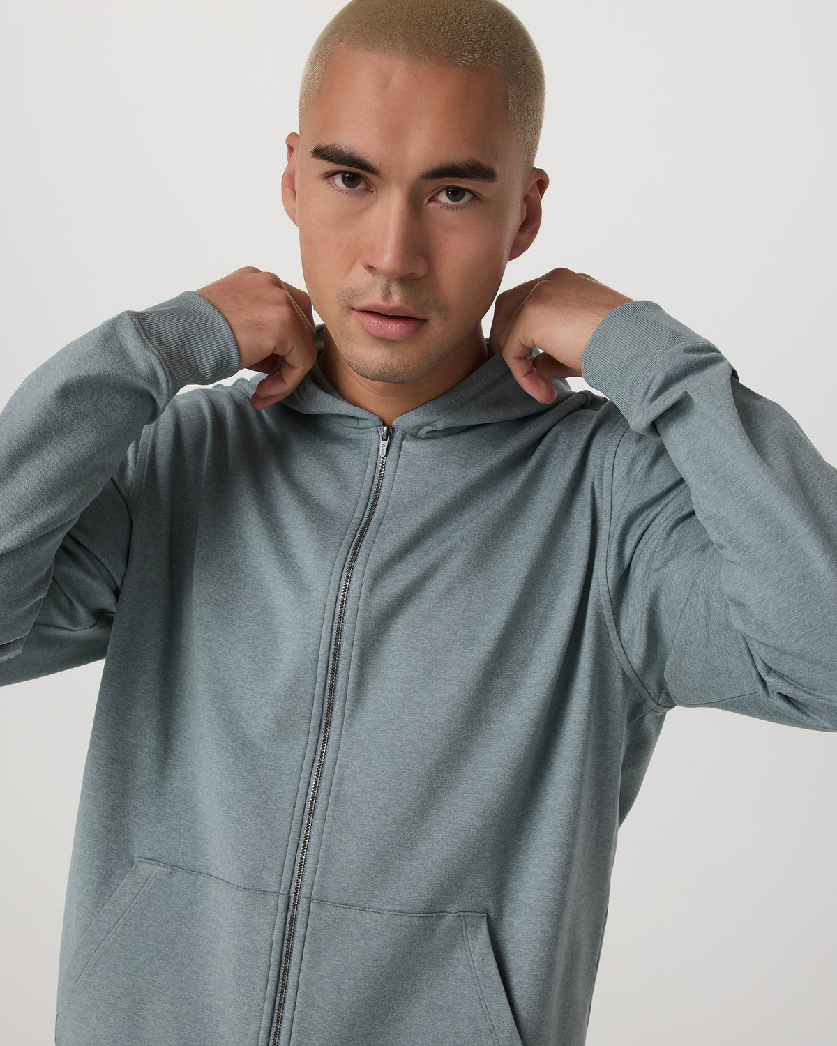 Coronado Full Zip Hoodie 2.0 Misty Blue Heather Jacket | Vuori shop