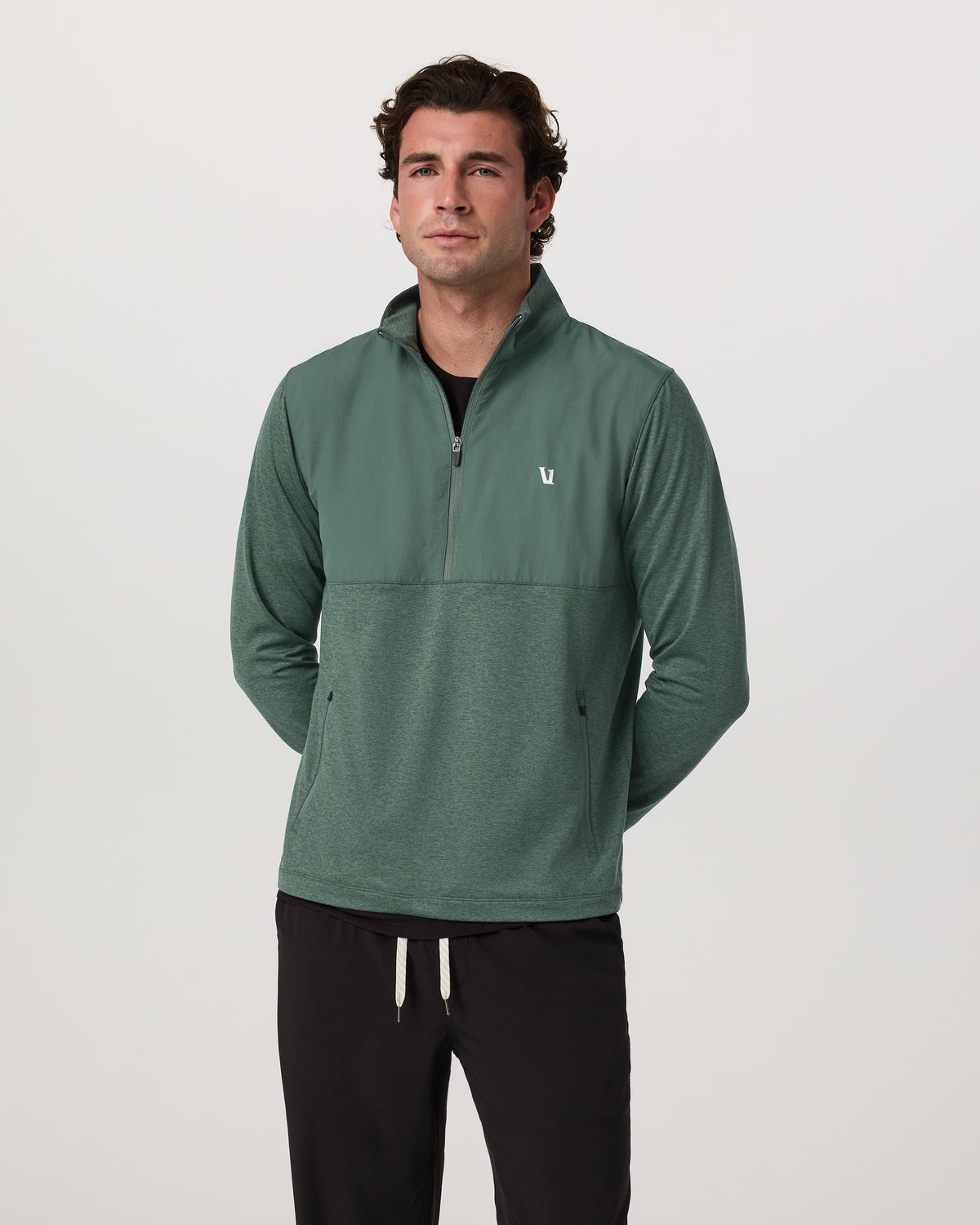 Sunday Element 1/2 Zip Agate Green Heather Pullover | Vuori for sale
