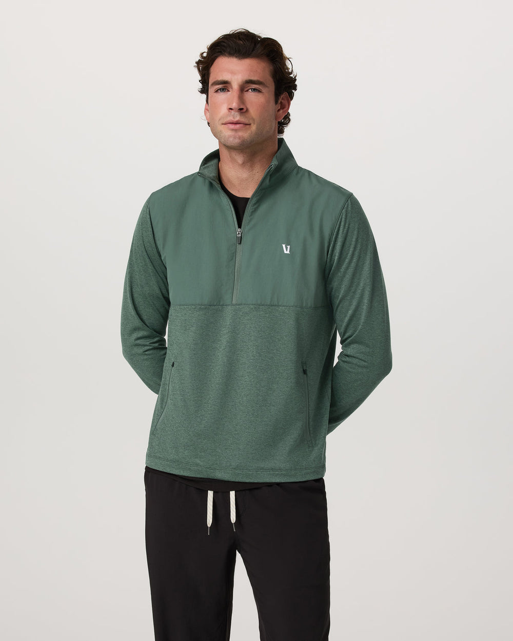 Sunday Element 1/2 Zip Agate Green Heather Pullover | Vuori for sale