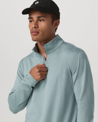 Ponto Half Zip Mock Neck Men's Misty Blue Heather Layer | Vuori discount