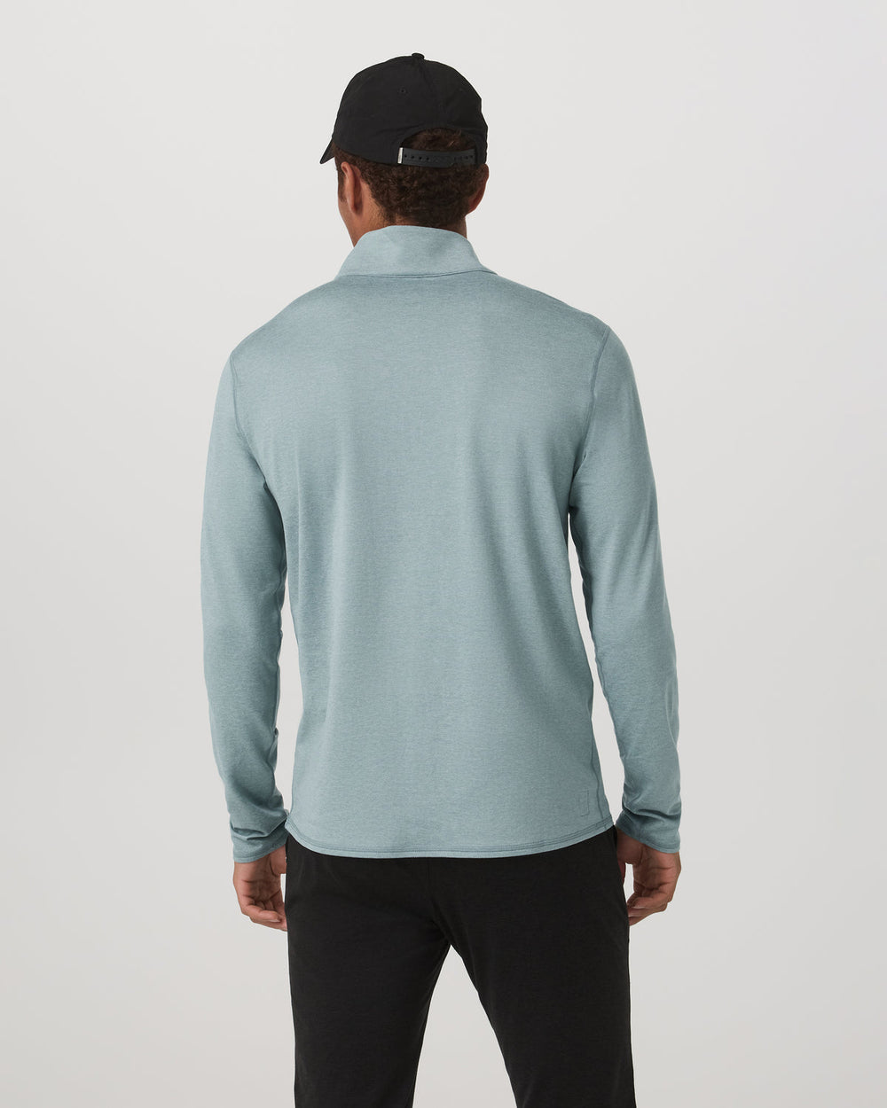 Ponto Half Zip Mock Neck Men's Misty Blue Heather Layer | Vuori discount