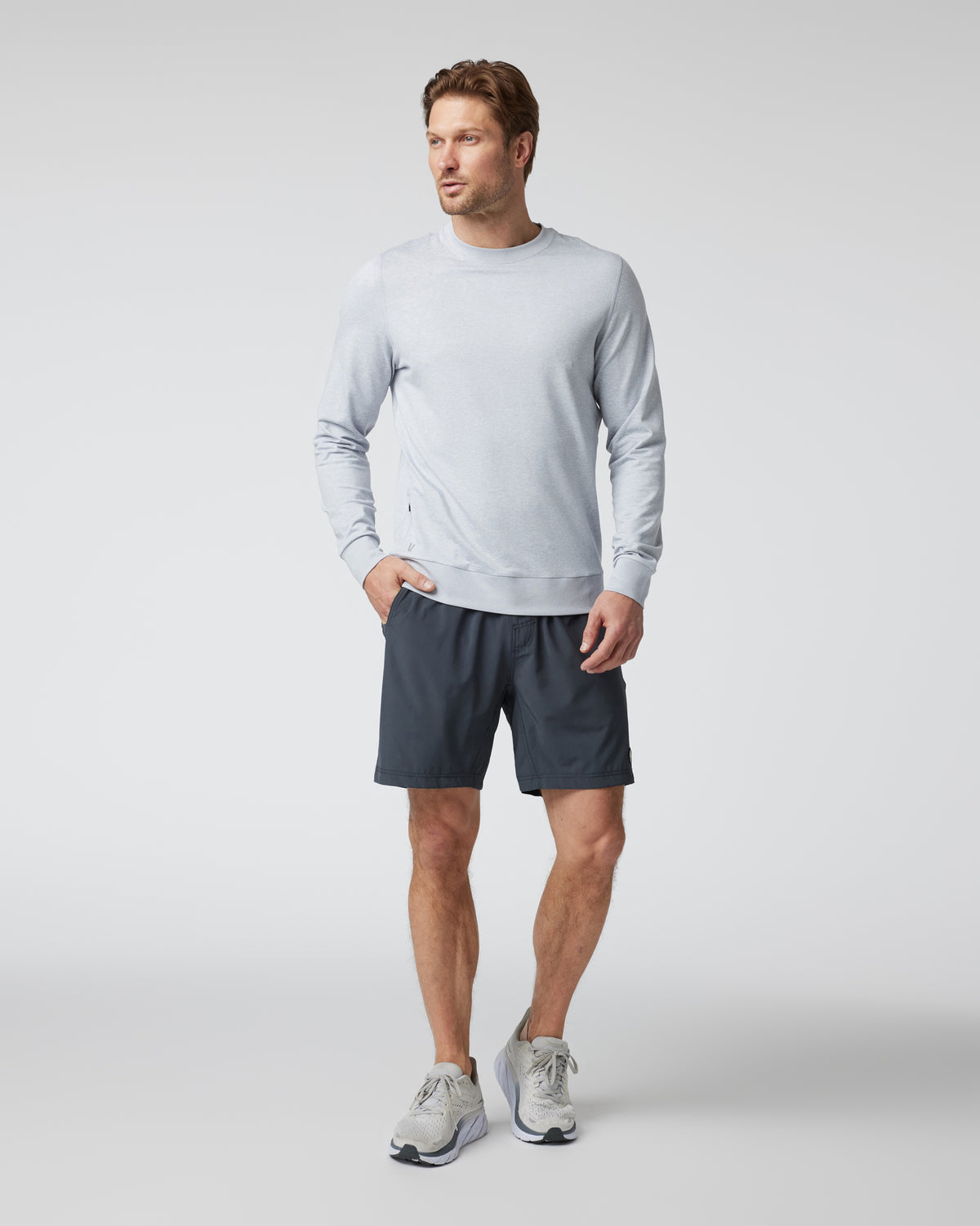 Ponto Performance Crew Men's Platinum White Pullover | Vuori for sale