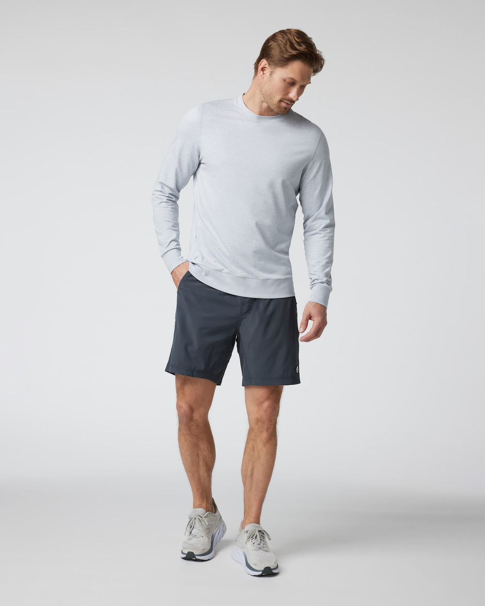 Ponto Performance Crew Men's Platinum White Pullover | Vuori for sale