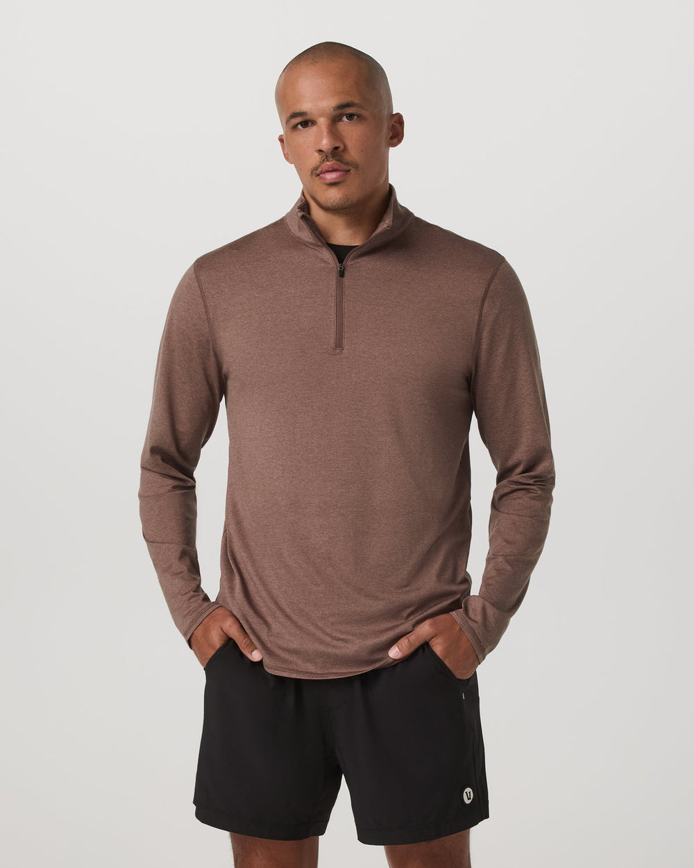 Ponto Half Zip Mock Neck Men's Sable Heather Layer | Vuori online