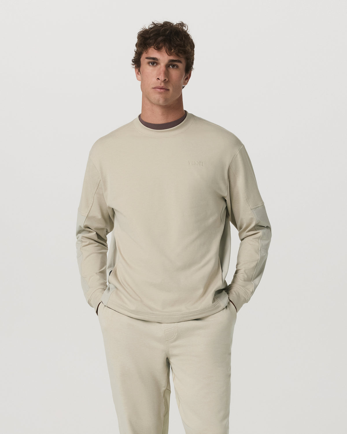 Men's Coronado Mixed Media Crew Limestone Heather | Vuori for sale