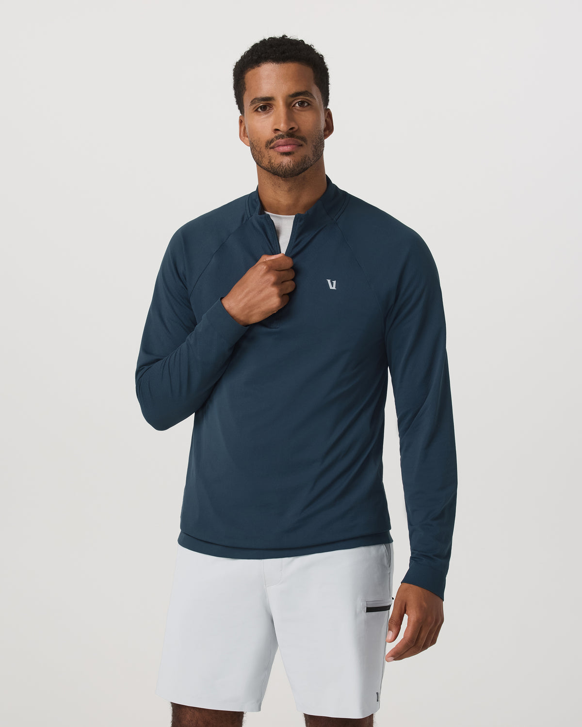 Clearview Seamless Quarter Zip Ocean Blue Long Sleeve | Vuori shop