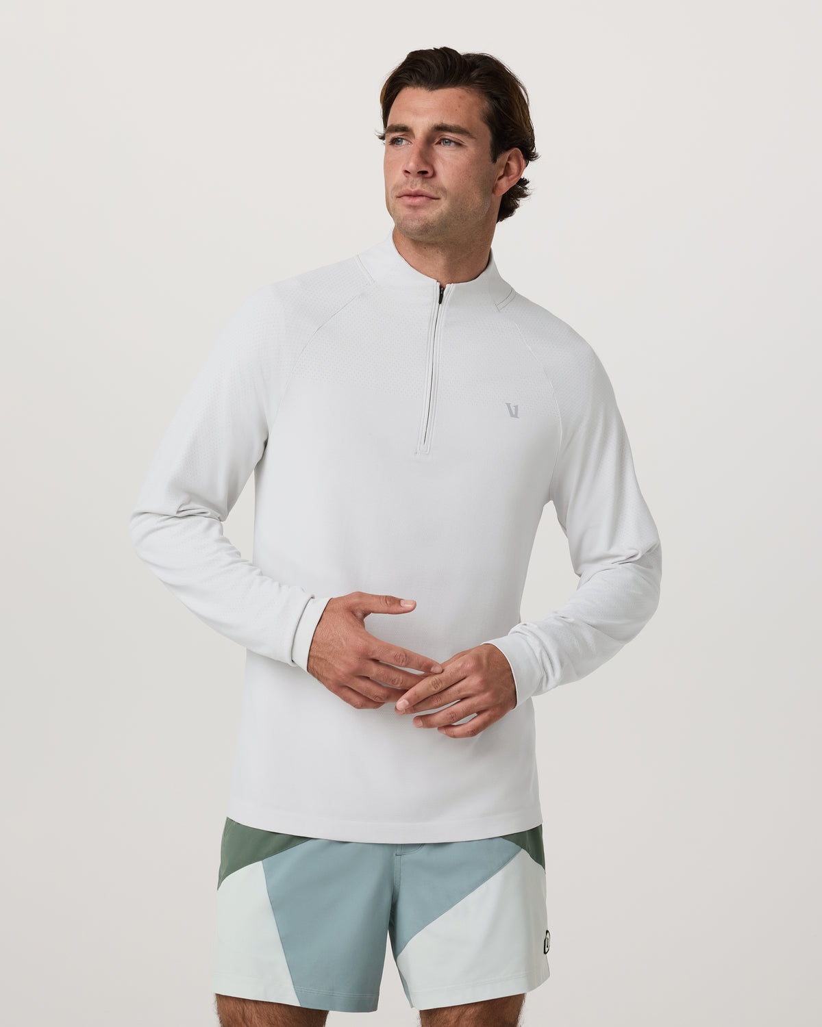 Clearview Seamless Quarter Zip Frost Grey Long Sleeve | Vuori discount