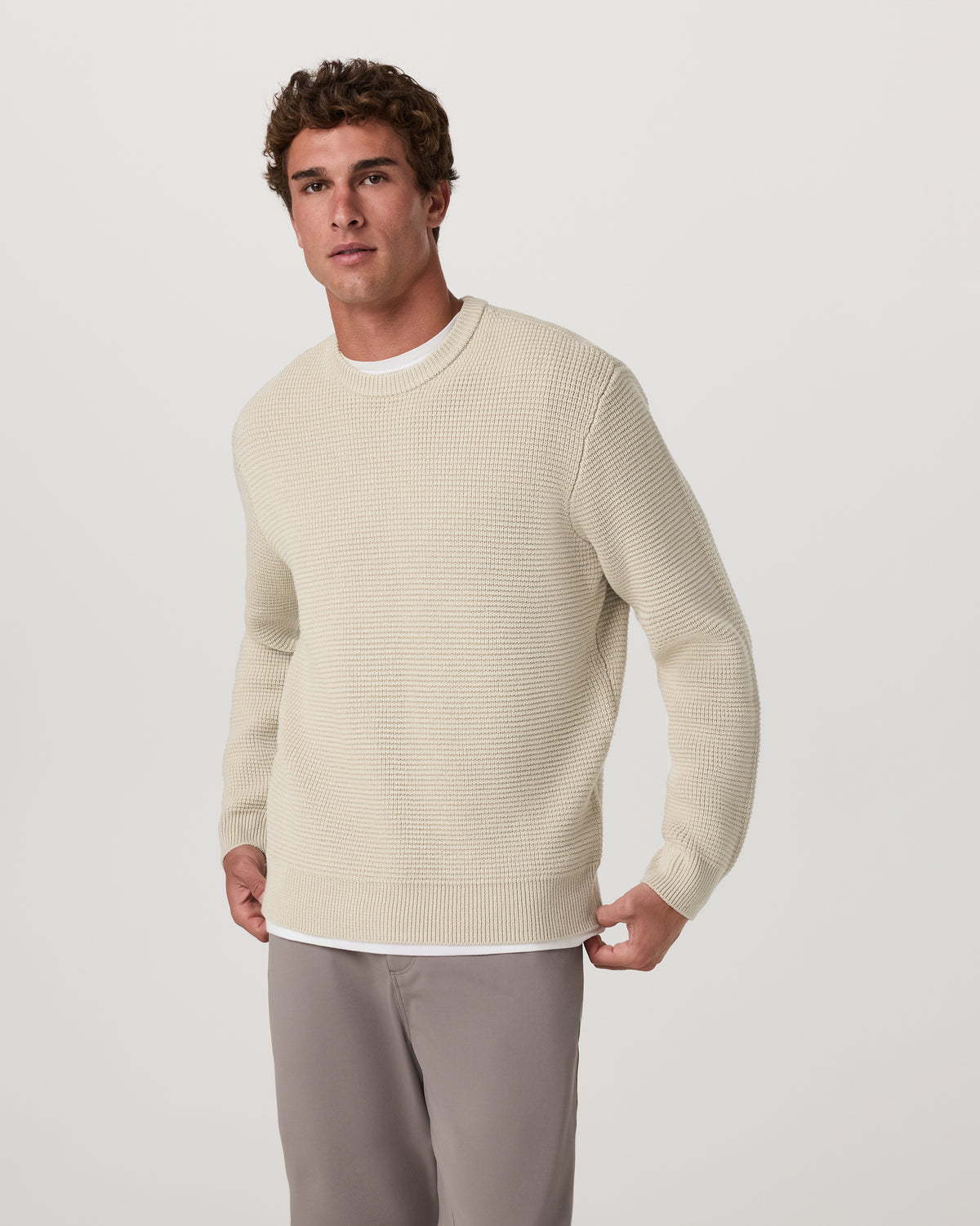 Denver Waffle Crew Sweater Men's Mushroom Wool Sweater | Vuori outlet