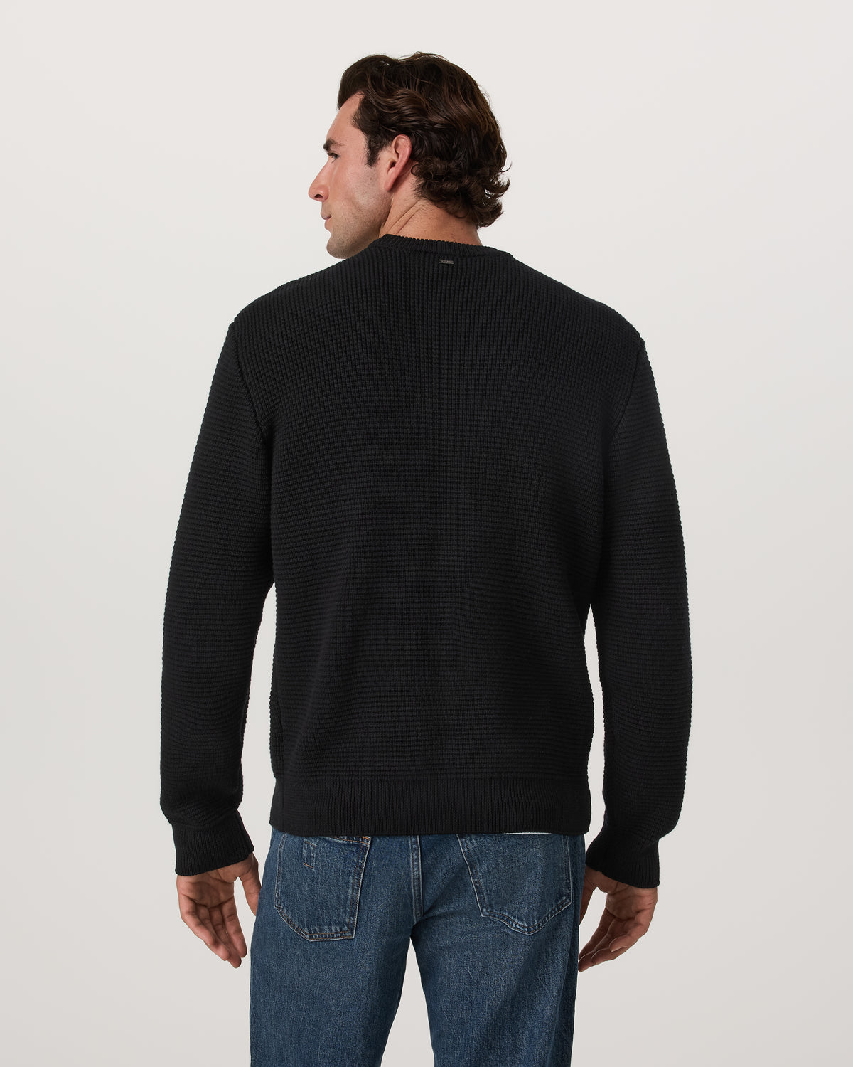 Denver Waffle Crew Sweater Men's Black Wool Sweater | Vuori onsale