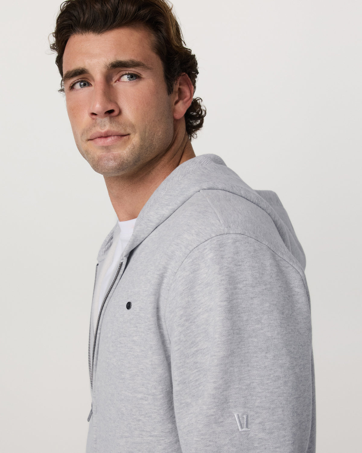 Seaside Full Zip 2.0 Men's Light Heather Grey Hoodie | Vuori for sale