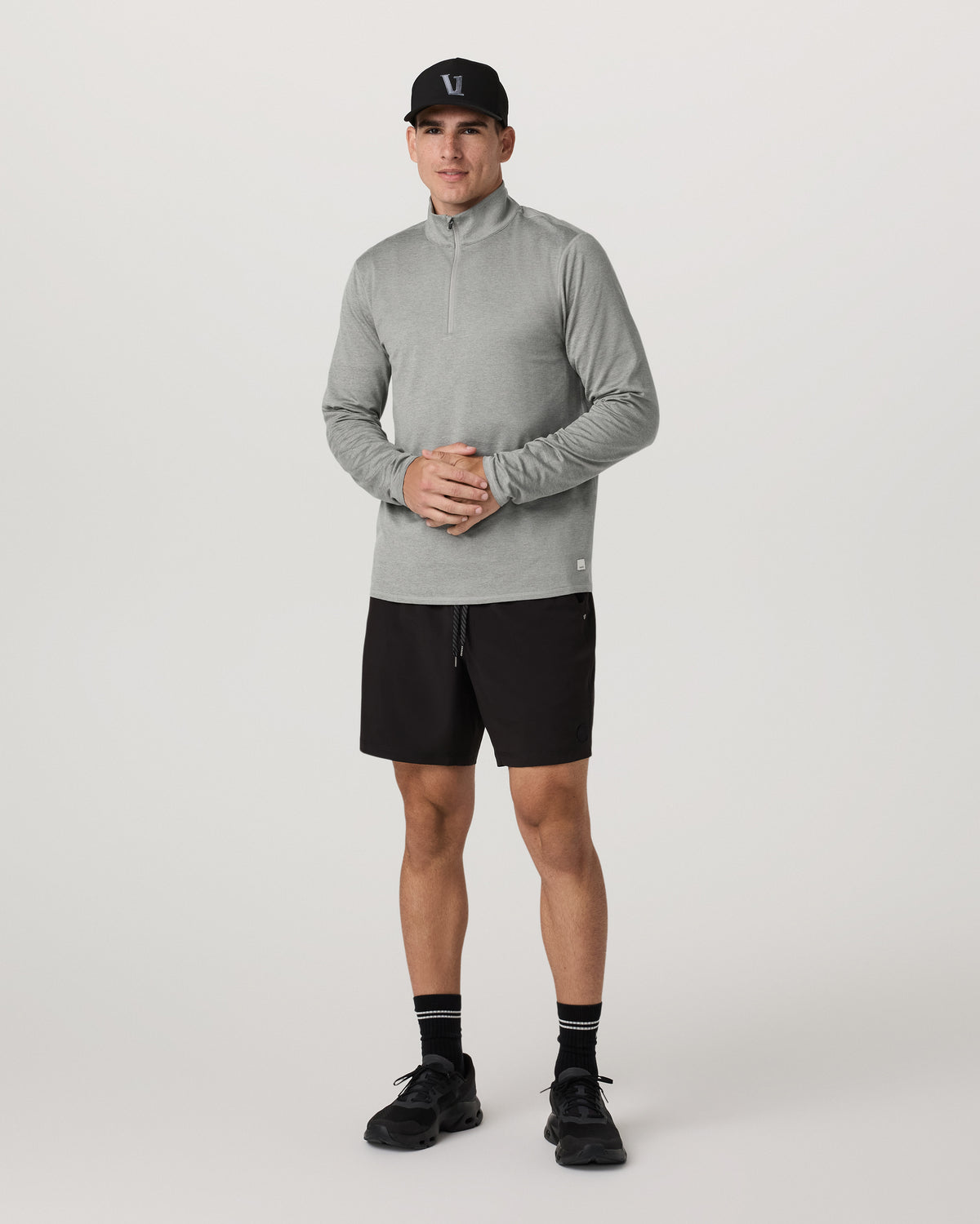 Ponto 1/2 Zip Mock Neck Men's Driftwood Heather Top | Vuori discount