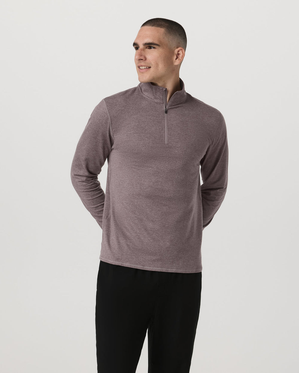 Ponto 1/2 Zip Mock Neck Men's Huckleberry Heather Top | Vuori discount