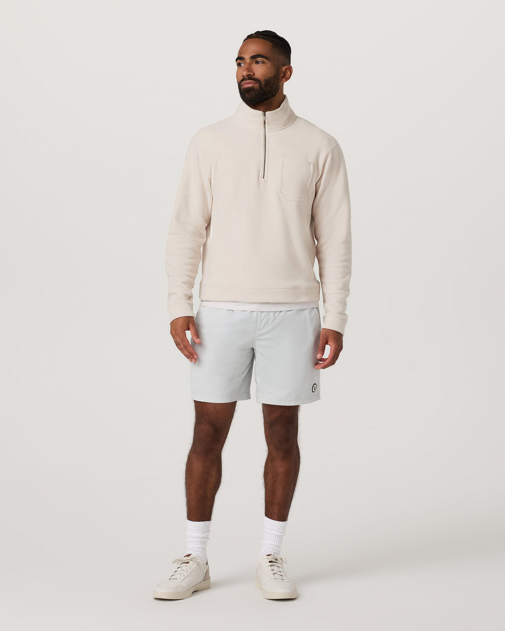 Beach Fleece 1/2 Zip - Relaxed Bone Heather Pullover | Vuori outlet