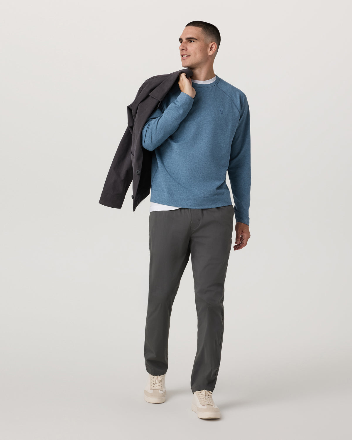 Coronado Crew - Relaxed Fit Pool Blue Heather Crewneck | Vuori online