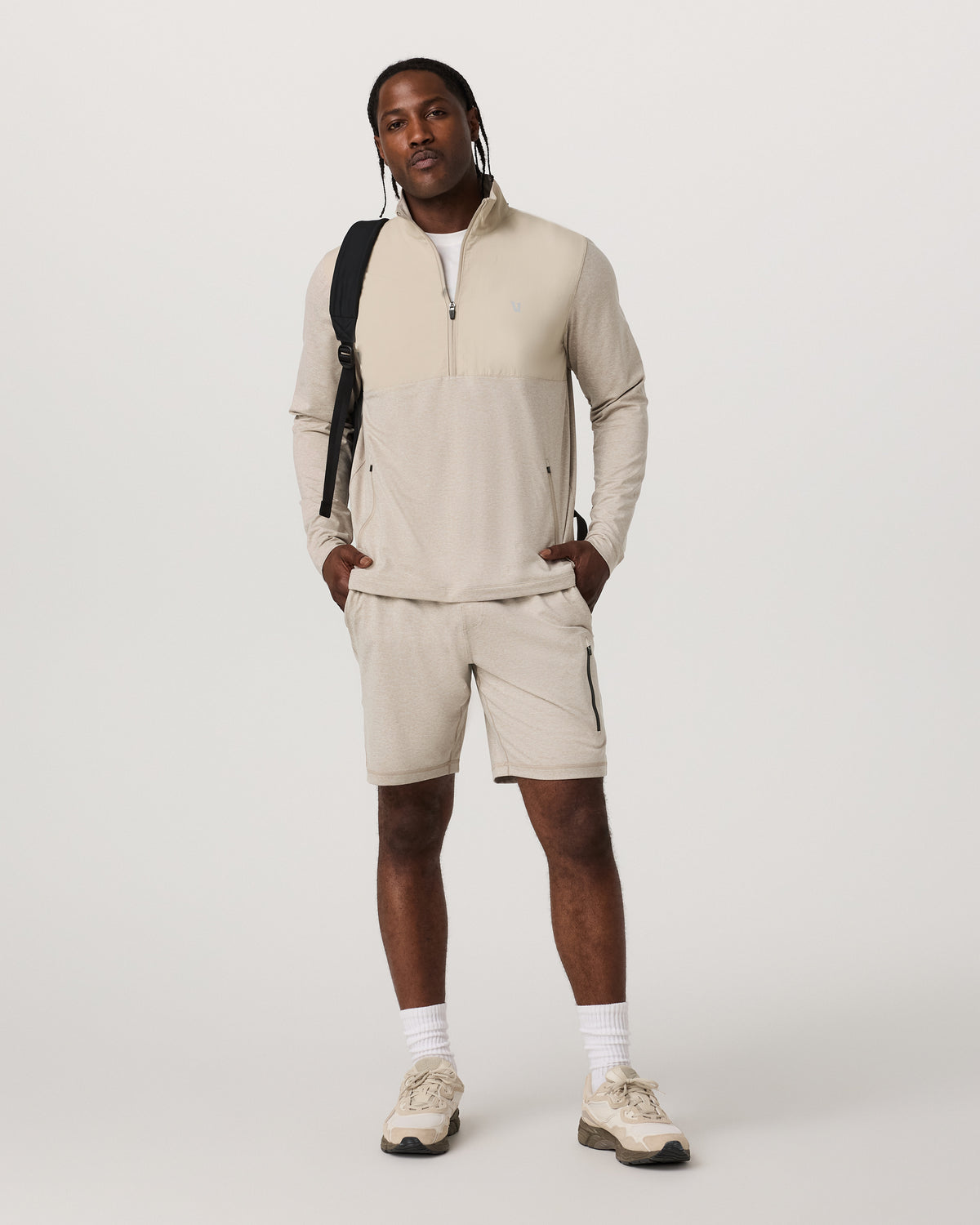 Sunday Element 1/2 Zip Men's Toast Heather Pullover | Vuori shop