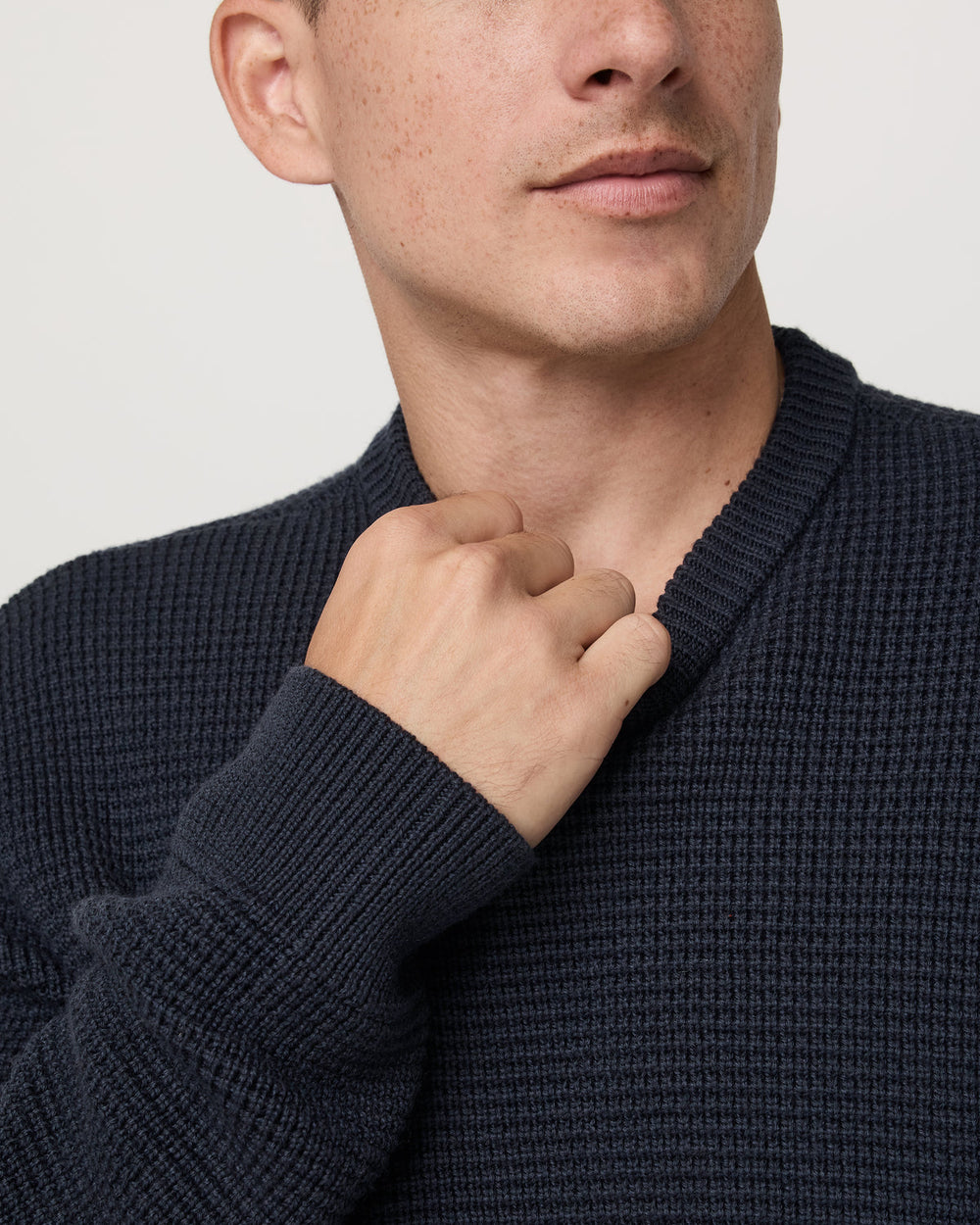 Denver Waffle Crew Sweater Men's Navy Wool Sweater | Vuori for sale