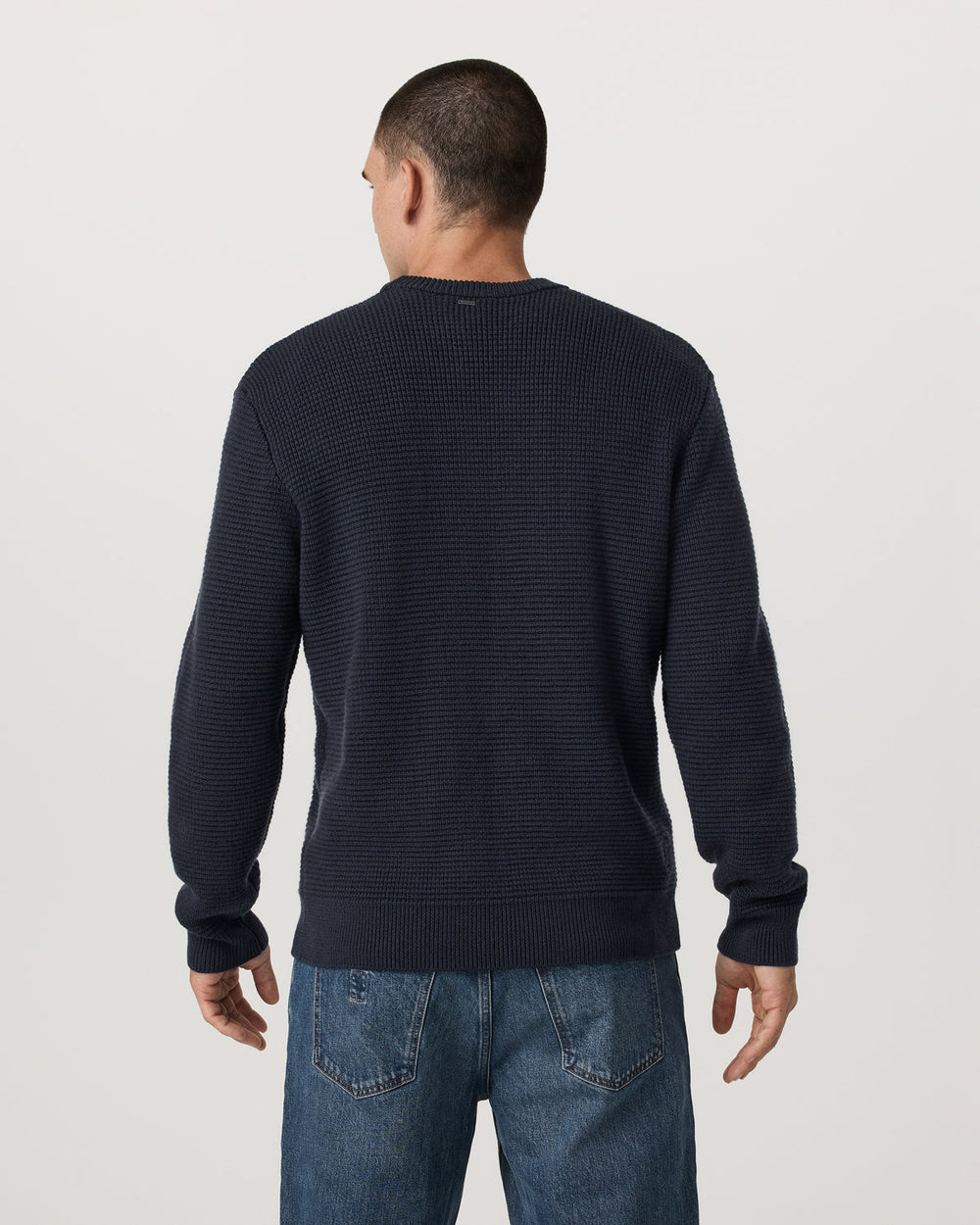 Denver Waffle Crew Sweater Men's Navy Wool Sweater | Vuori for sale