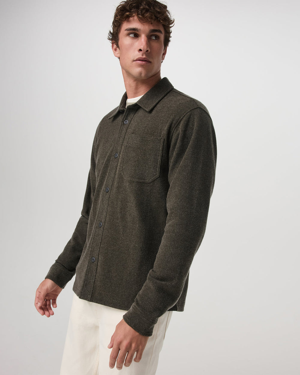 Beach Fleece Shirt Jacket Dark Oregano Heather Jacket | Vuori outlet