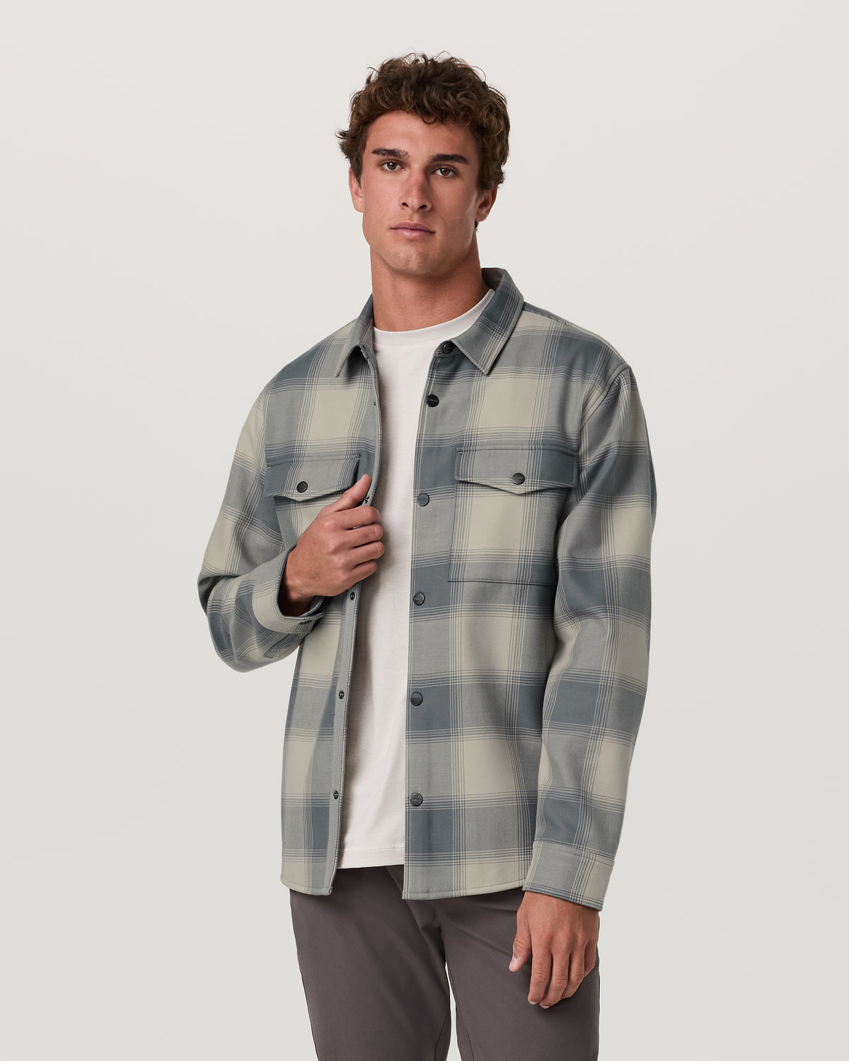 Range Shirt Jacket 2.0 Men's Mushroom Plaid Jacket | Vuori onsale