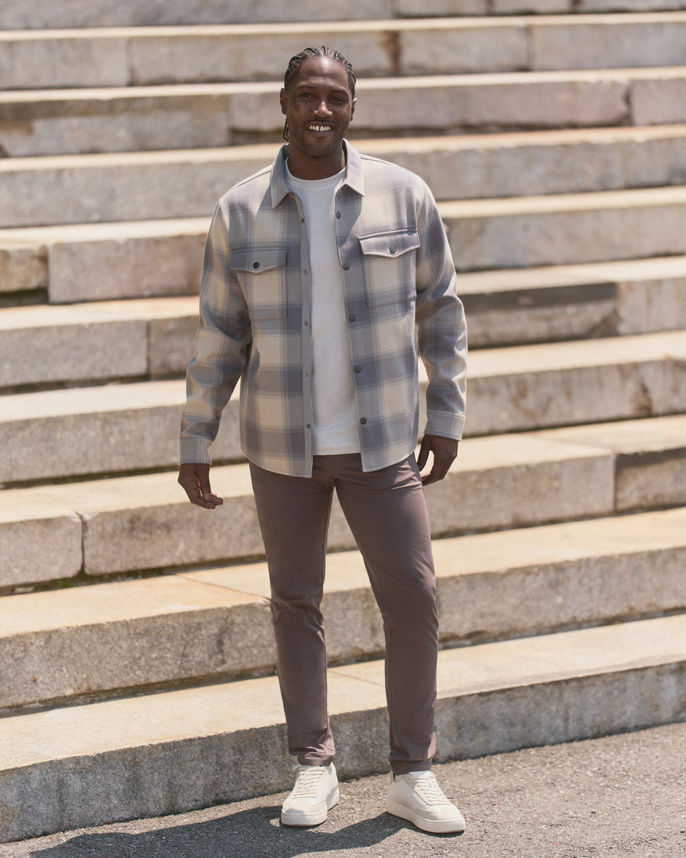 Range Shirt Jacket 2.0 Men's Mushroom Plaid Jacket | Vuori onsale