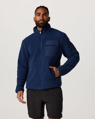 Alpine Fleece Full Zip Men's Blue Coast Mock Neck Jacket | Vuori for sale