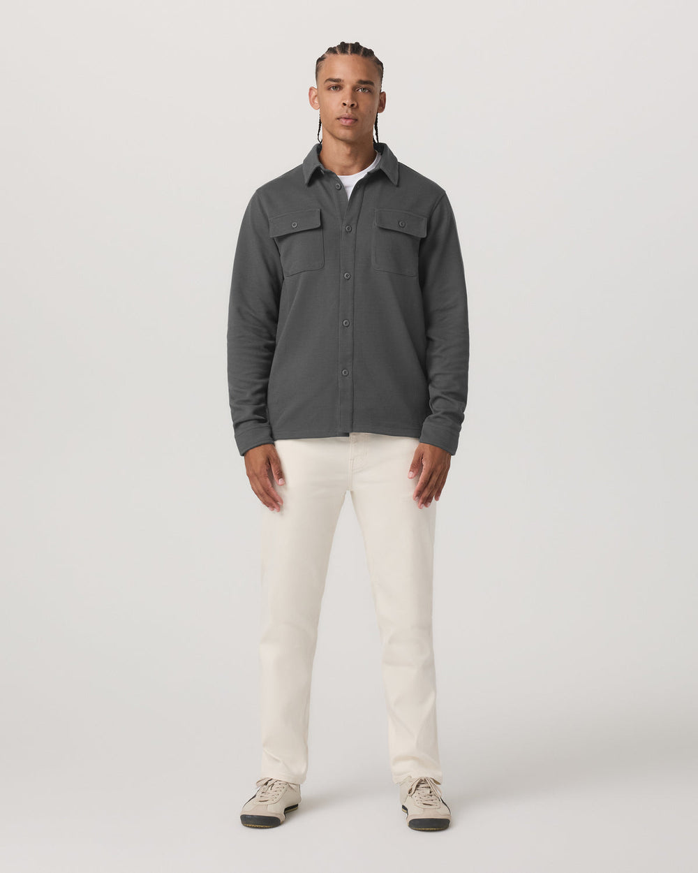 Waffle Shirt Jacket Men's Versatile Dark Pewter Jacket | Vuori outlet