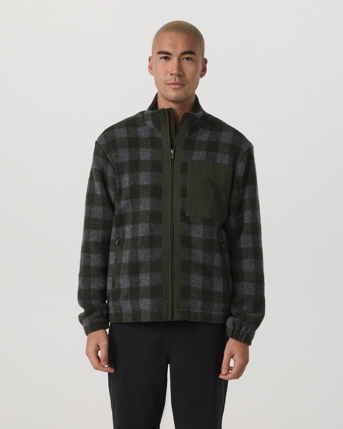 Ridge Fleece Jacket Men's Olive Plaid Zip-Up | Vuori discount