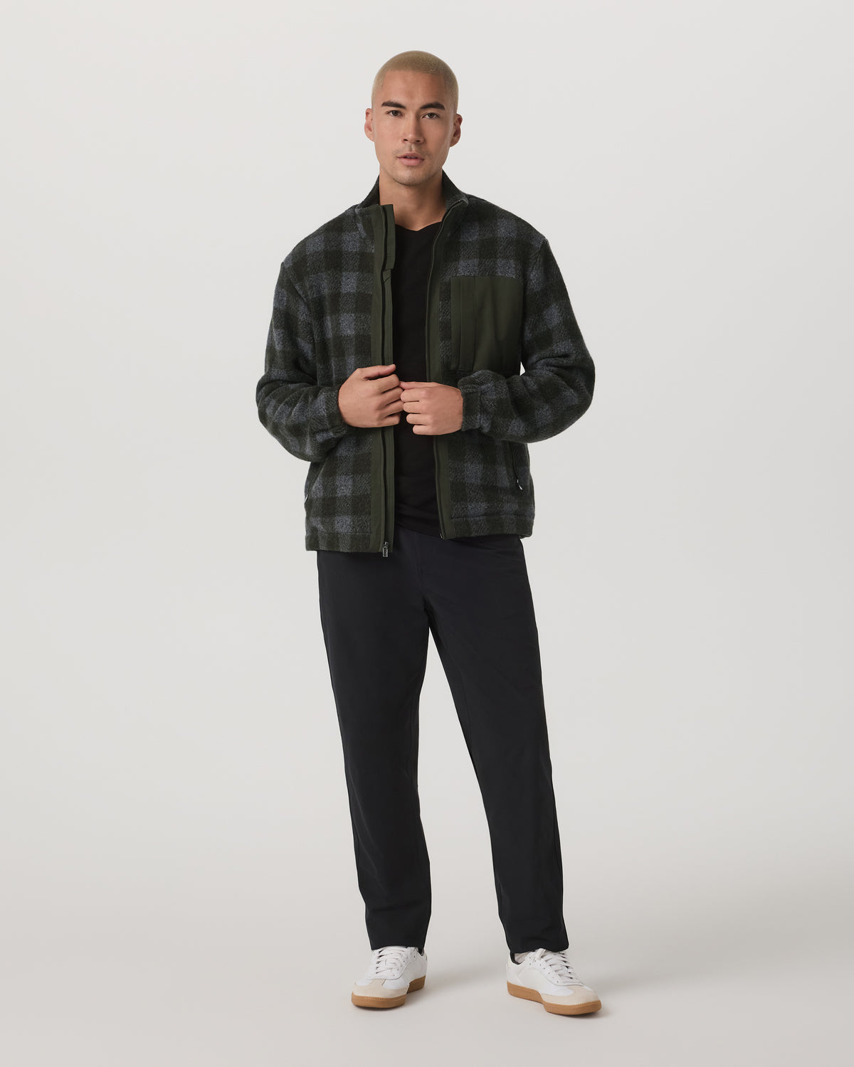 Ridge Fleece Jacket Men's Olive Plaid Zip-Up | Vuori discount