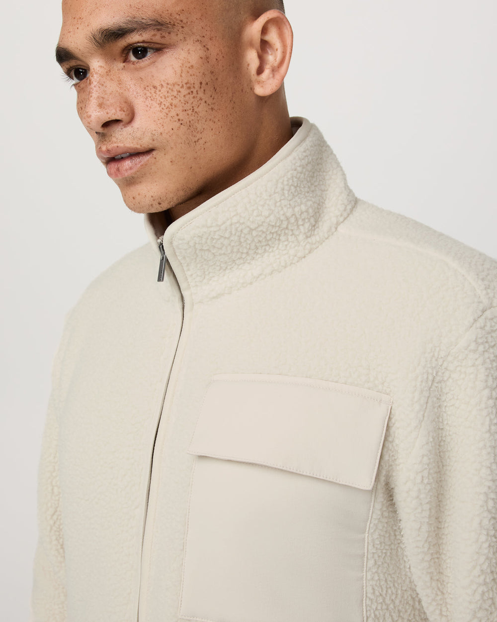 Alpine Fleece Full Zip Men's Bone Mock Neck Jacket | Vuori outlet